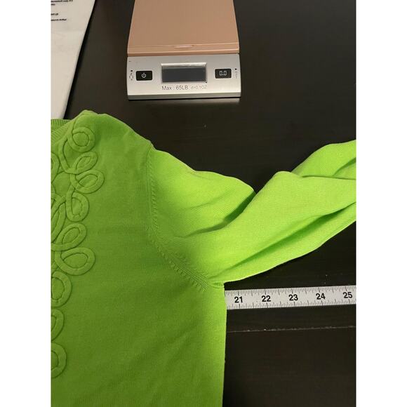 Lilly Pulitzer Sweater Womens XL Green Jubilee Cardigan Floral Applique READ - Picture 7 of 9